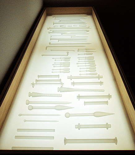 overview of Anne Wilson's installation to...